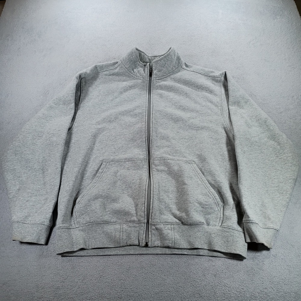 L.L. Bean Mens Full Zip Sweatshirt Gray Large Regular Fleece Mock Neck